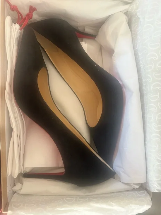 Christian Louboutin Black Suede Pointed-Toe Stiletto Pumps Kate 85 New In Box - Picture 3 of 12